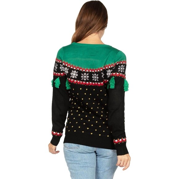 Woman Small TIPSY ELVES Christmas Tree Tassel Ugly Holiday Sweater Party Festive - Picture 6 of 12